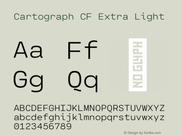 Cartograph CF Extra Light Version 2.100 Font Sample