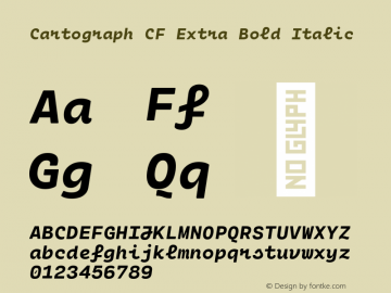 Cartograph CF Extra Bold Italic Version 2.100 Font Sample