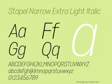 Stapel Narrow Extra Light Italic Version 1.000 | wf-rip DC20200410图片样张