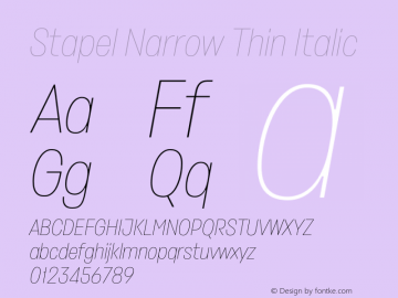Stapel Narrow Thin Italic Version 1.000 | wf-rip DC20200410 Font Sample