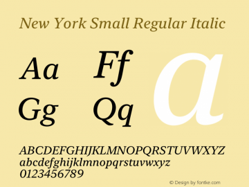 NewYorkSmall-RegularItalic Version 15.0d4e34 Font Sample