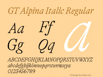 GT Alpina Italic Version 6.000 Font Sample