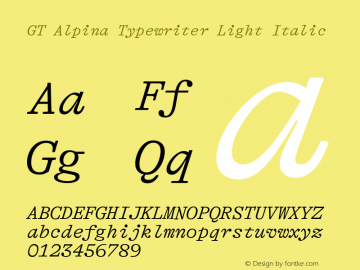 GT Alpina Typewriter Light Italic Version 6.001图片样张