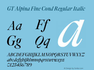 GT Alpina Fine Cond Regular Italic Version 6.000图片样张