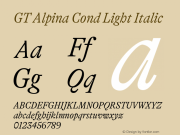 GT Alpina Cond Light Italic Version 6.000图片样张