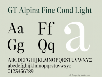 GT Alpina Fine Cond Light Version 6.000 Font Sample