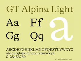 GT Alpina Light Version 6.000 Font Sample