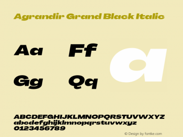 Agrandir Grand Black Italic Version 3.000 Font Sample