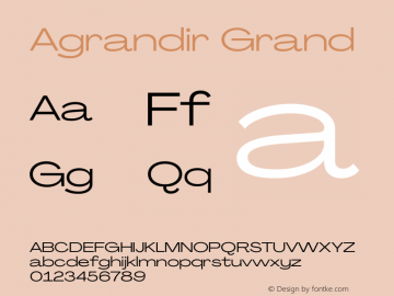 Agrandir Grand Version 3.000 Font Sample