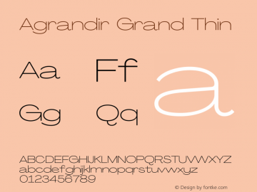 Agrandir Grand Thin Version 3.000 Font Sample