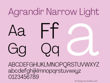 Agrandir Narrow Light Version 3.000 Font Sample