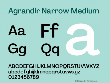 Agrandir Narrow Medium Version 3.000 Font Sample