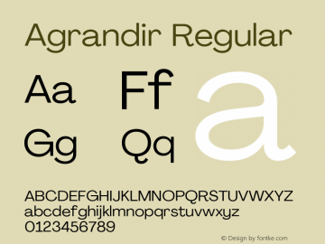 Agrandir Regular Version 3.000 Font Sample