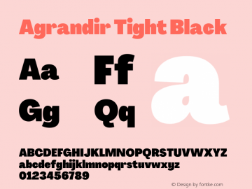 Agrandir Tight Black Version 3.000 Font Sample