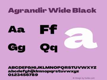 Agrandir Wide Black Version 3.000 Font Sample