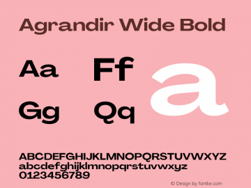 Agrandir Wide Bold Version 3.000 Font Sample