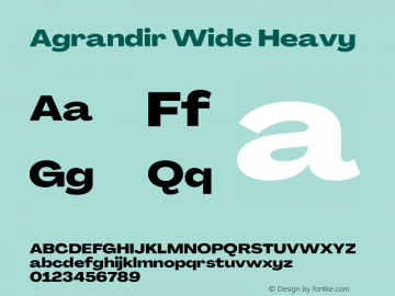 Agrandir Wide Heavy Version 3.000 Font Sample