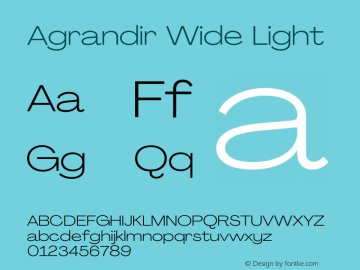 Agrandir Wide Light Version 3.000 Font Sample