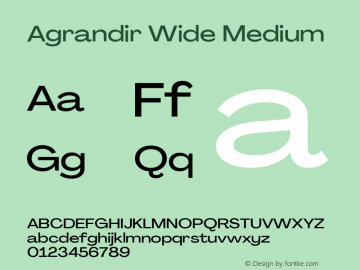 Agrandir Wide Medium Version 3.000 Font Sample