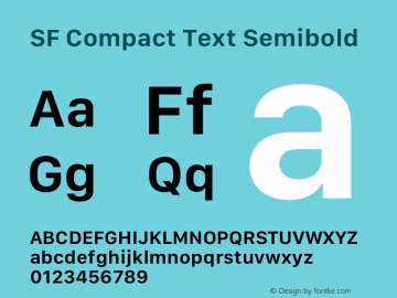 SFCompactText-Semibold Version 15.0d7e11 Font Sample