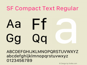 SFCompactText-Regular Version 15.0d7e11 Font Sample