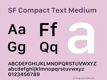 SFCompactText-Medium Version 15.0d7e11 Font Sample