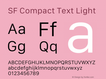 SFCompactText-Light Version 15.0d7e11 Font Sample