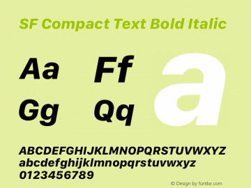 SFCompactText-BoldItalic Version 15.0d7e11 Font Sample