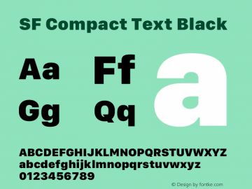 SFCompactText-Black Version 15.0d7e11 Font Sample