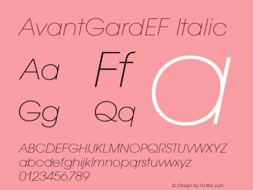 AvantGardEF Italic Version 1.00图片样张