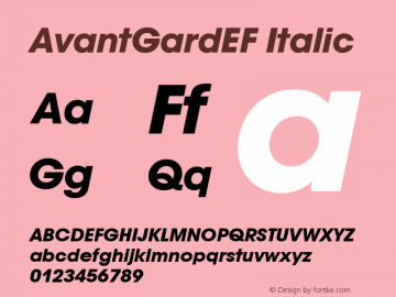 AvantGardEF Italic Version 1.00图片样张