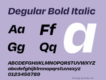 Degular Bold Italic Version 1.000;PS 0.0;hotconv 16.6.54;makeotf.lib2.5.65590 Font Sample