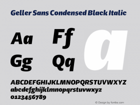 Geller Sans Condensed Black Italic Version 1.000 | w-rip DC20200315 Font Sample