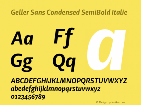 Geller Sans Condensed SemiBold Italic Version 1.000 | w-rip DC20200315 Font Sample