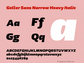 Geller Sans Narrow Heavy Italic Version 1.000;hotconv 1.0.109;makeotfexe 2.5.65596图片样张