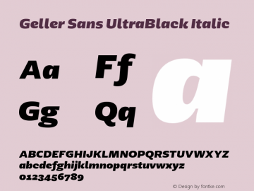 Geller Sans UltraBlack Italic Version 1.000 | w-rip DC20200315图片样张