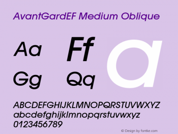 AvantGardEF Medium Oblique 001.000图片样张