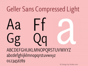 Geller Sans Compressed Light Version 1.000 | w-rip DC20200315 Font Sample