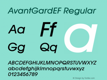 AvantGardEF Regular Version 1.00 Font Sample