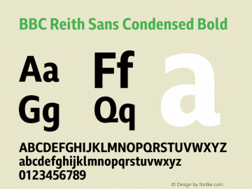 BBC Reith Sans Condensed Bold Version 2.302 Font Sample