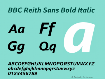 BBC Reith Sans Bold Italic Version 2.302 Font Sample