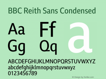 BBC Reith Sans Condensed Regular Version 2.302 Font Sample