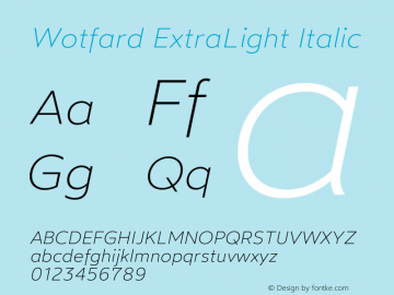 Wotfard ExtraLight Italic Version 1.000 | wf-rip DC20200330图片样张