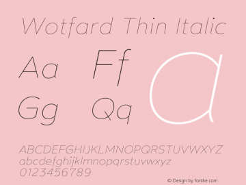 Wotfard Thin Italic Version 1.000 | wf-rip DC20200330图片样张