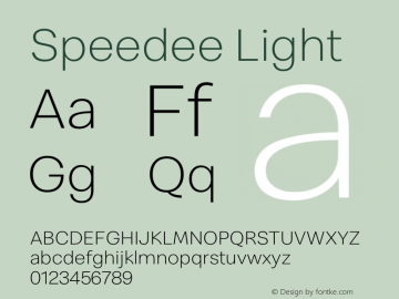 Speedee Light Version 1.002 Font Sample