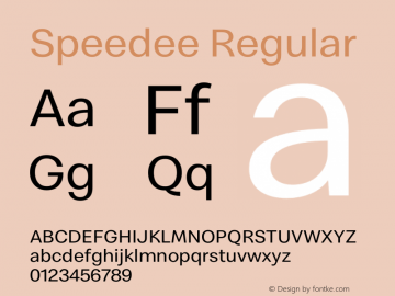 Speedee Regular Version 1.002 Font Sample