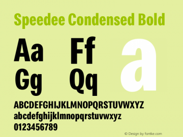Speedee Condensed Bold Version 1.100 Font Sample