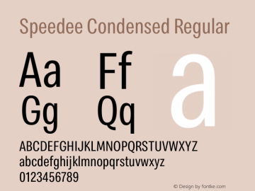 Speedee Condensed Regular Version 1.100 Font Sample