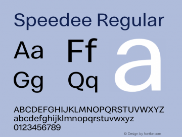 Speedee Regular Version 1.200 Font Sample