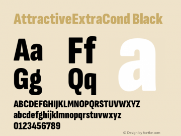 AttractiveExtraCond Black Version 3.001;PS 003.001;hotconv 1.0.88;makeotf.lib2.5.64775 Font Sample